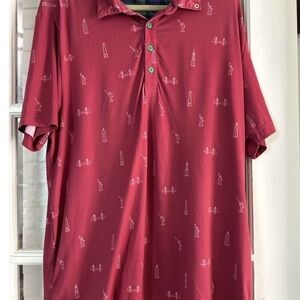 Men's William Murray Red Christmas Polo Shirt Size large